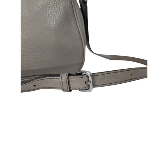 Marc Jacobs Empire City Pebbled Leather Shimmer Crossbody Bag Taupe Silver - Picture 9 of 11